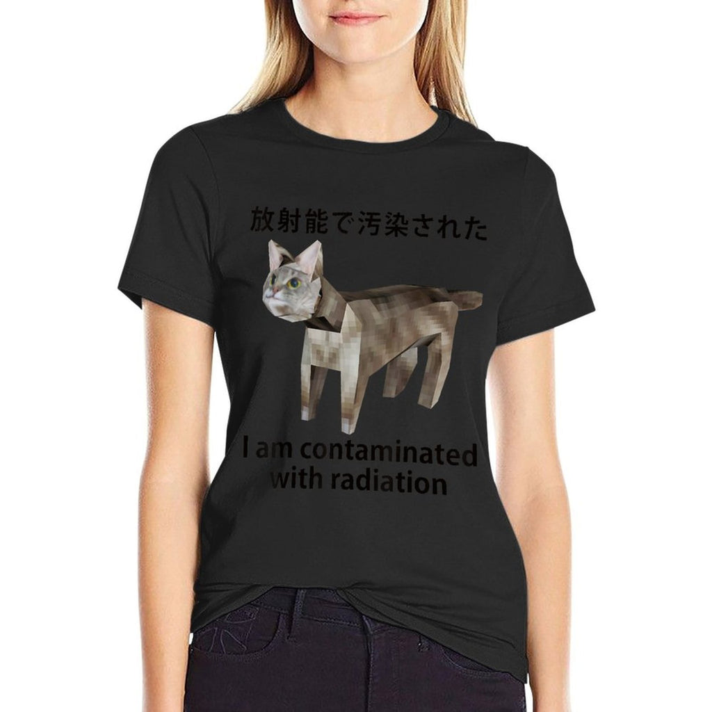I Am Contaminated With Radiation Japanese Cat Funny Meme  Graphic-printed T-Shirt
