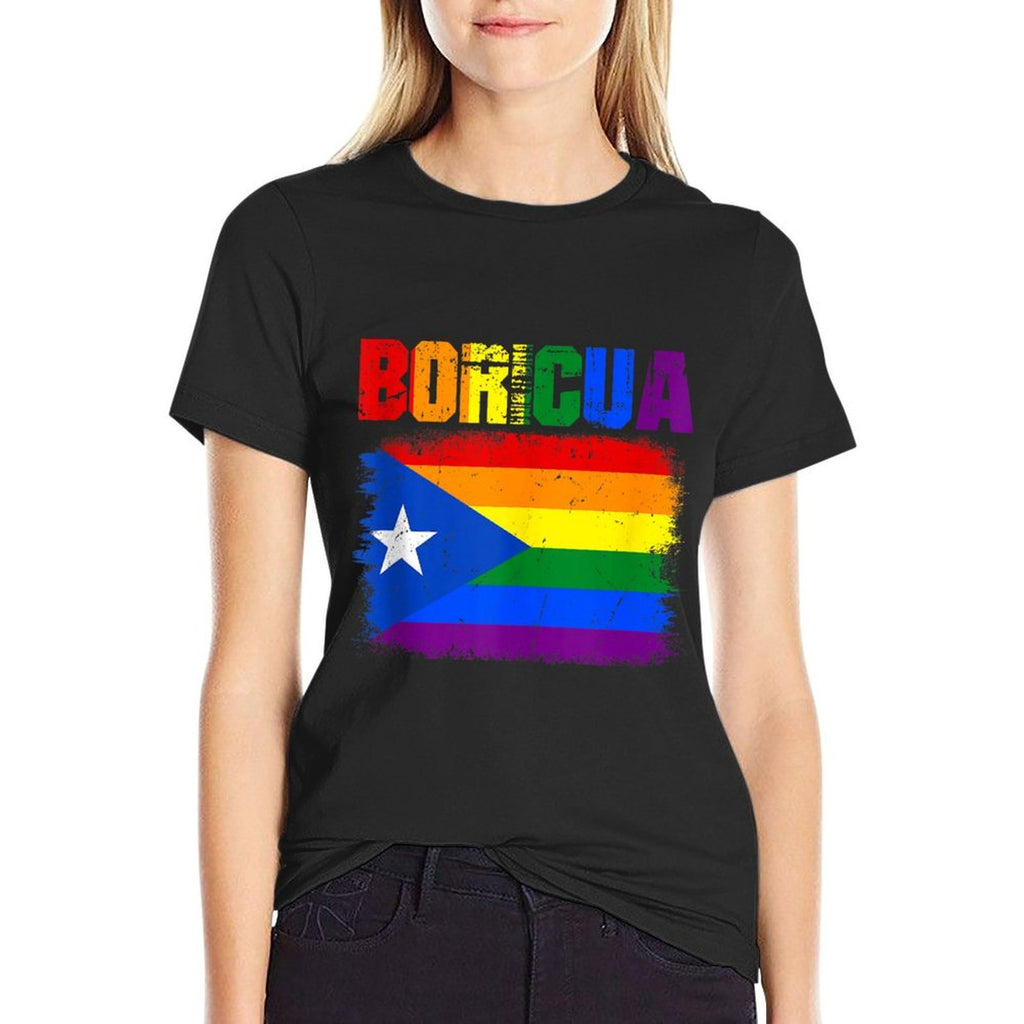 Retro Boricua Gay LGBTQ Pride Ally Puerto Rican Rainbow  Breathable T-Shirt
