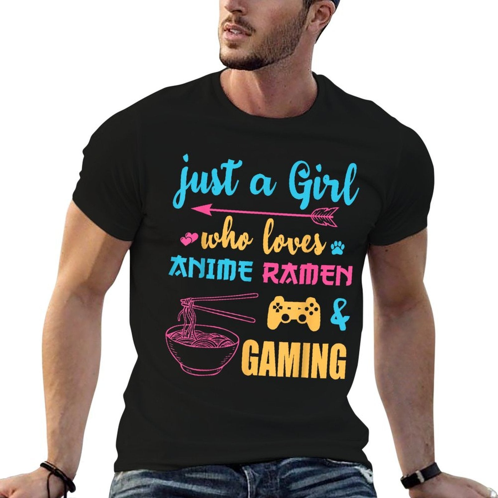 Just A Girl Who Loves Anime Ramen And Gaming Tee  Breathable T-Shirt
