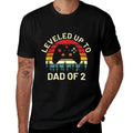 Leveled Up to Dad of 2 Video Gamers Funny Gaming Two Daddy  Polyester Blend T-Shirt