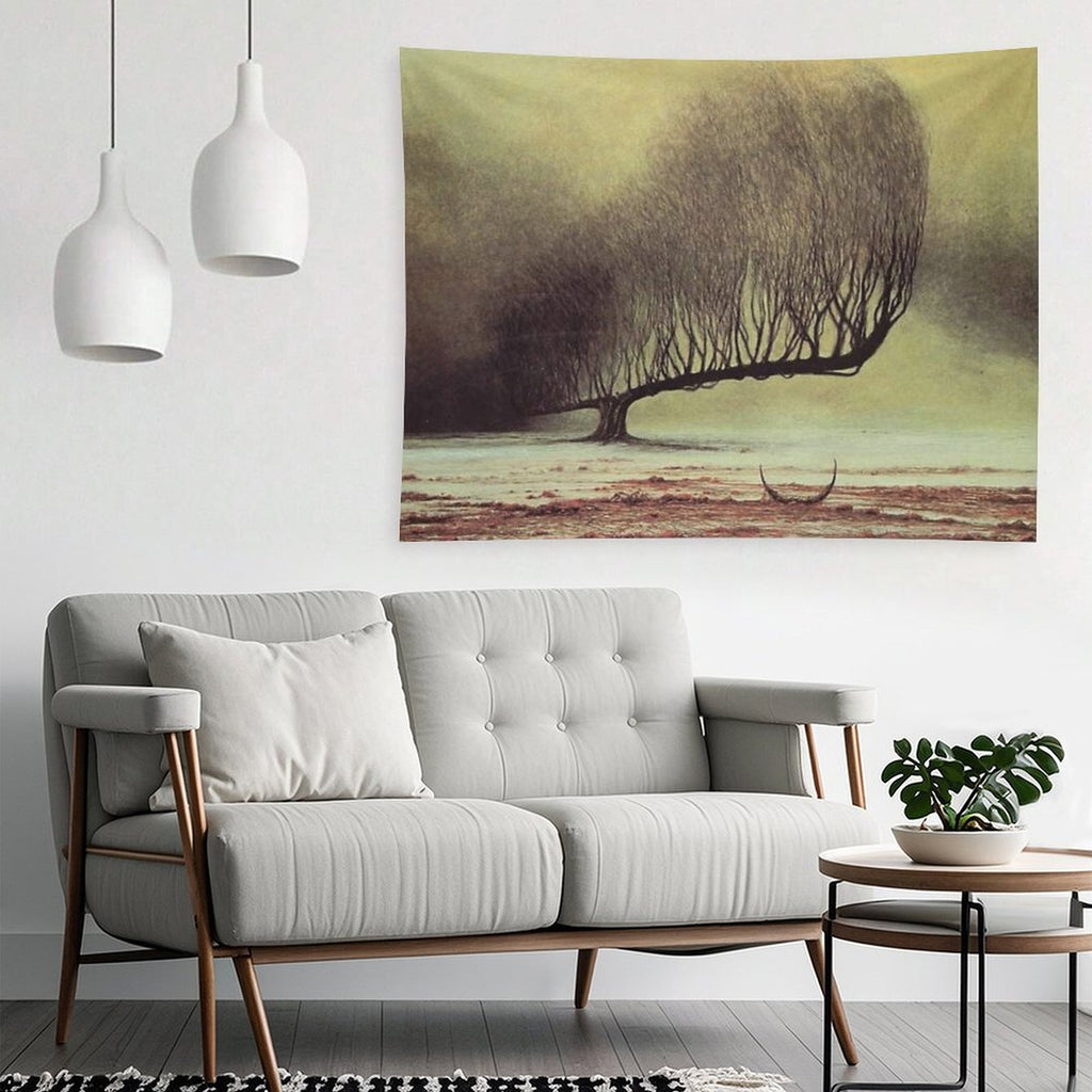 Untitled (Lone Tree), by Zdzisław Beksiński Tapestry