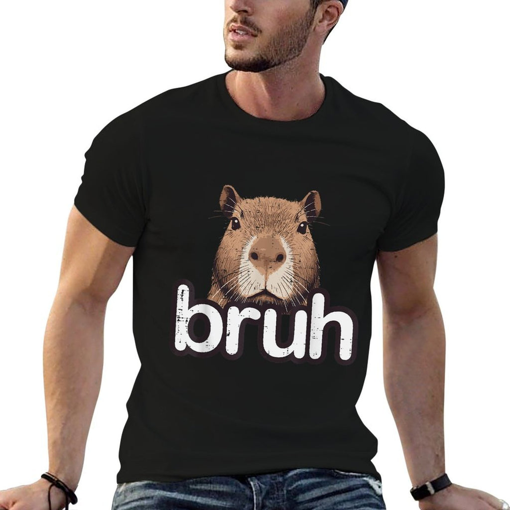 Capybara Bruh Funny Capy Meme Rodent Men Boys Kids Women Comfortable T-Shirt