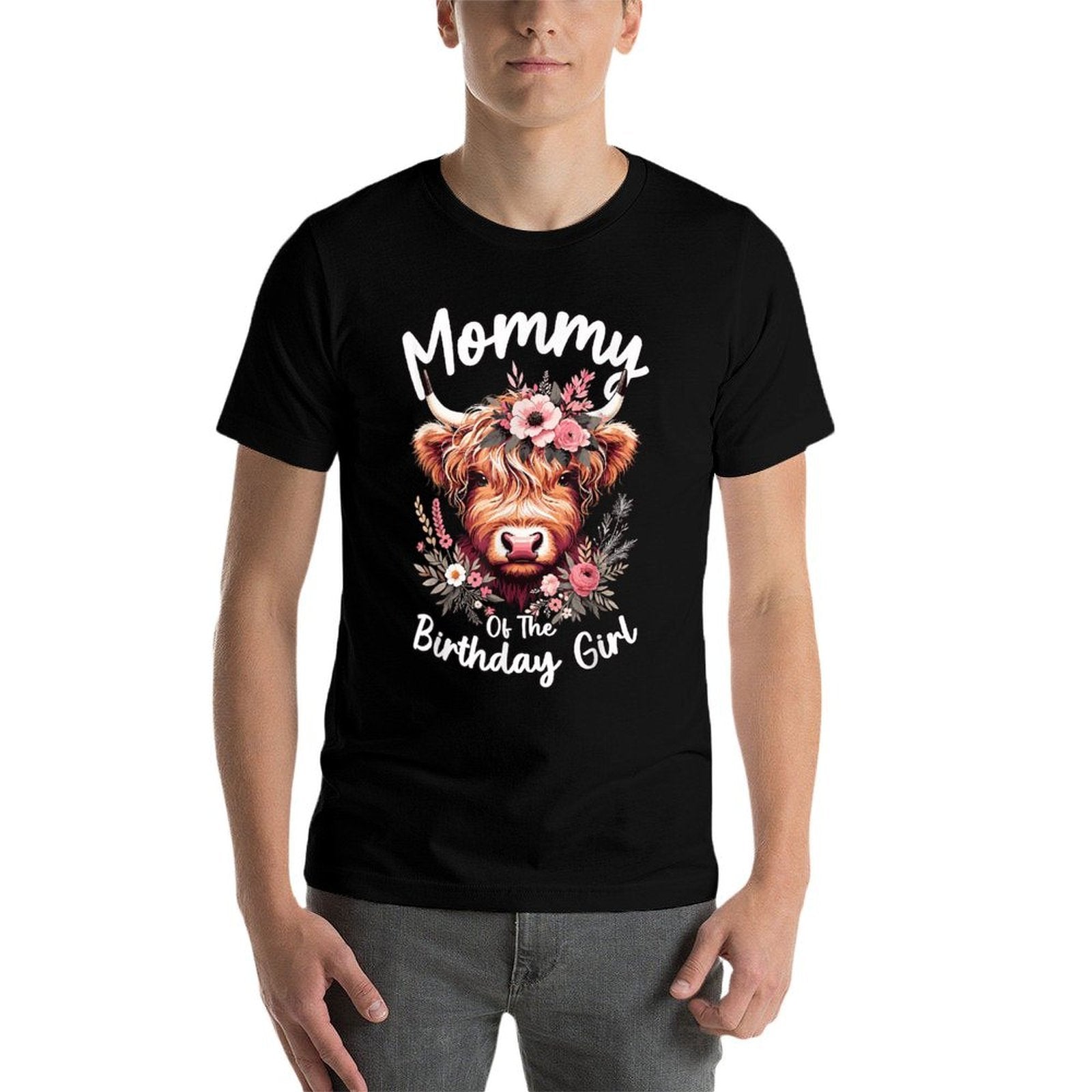 Mommy Of The Birthday Girl Highland Cow  Relaxed-fit T-Shirt