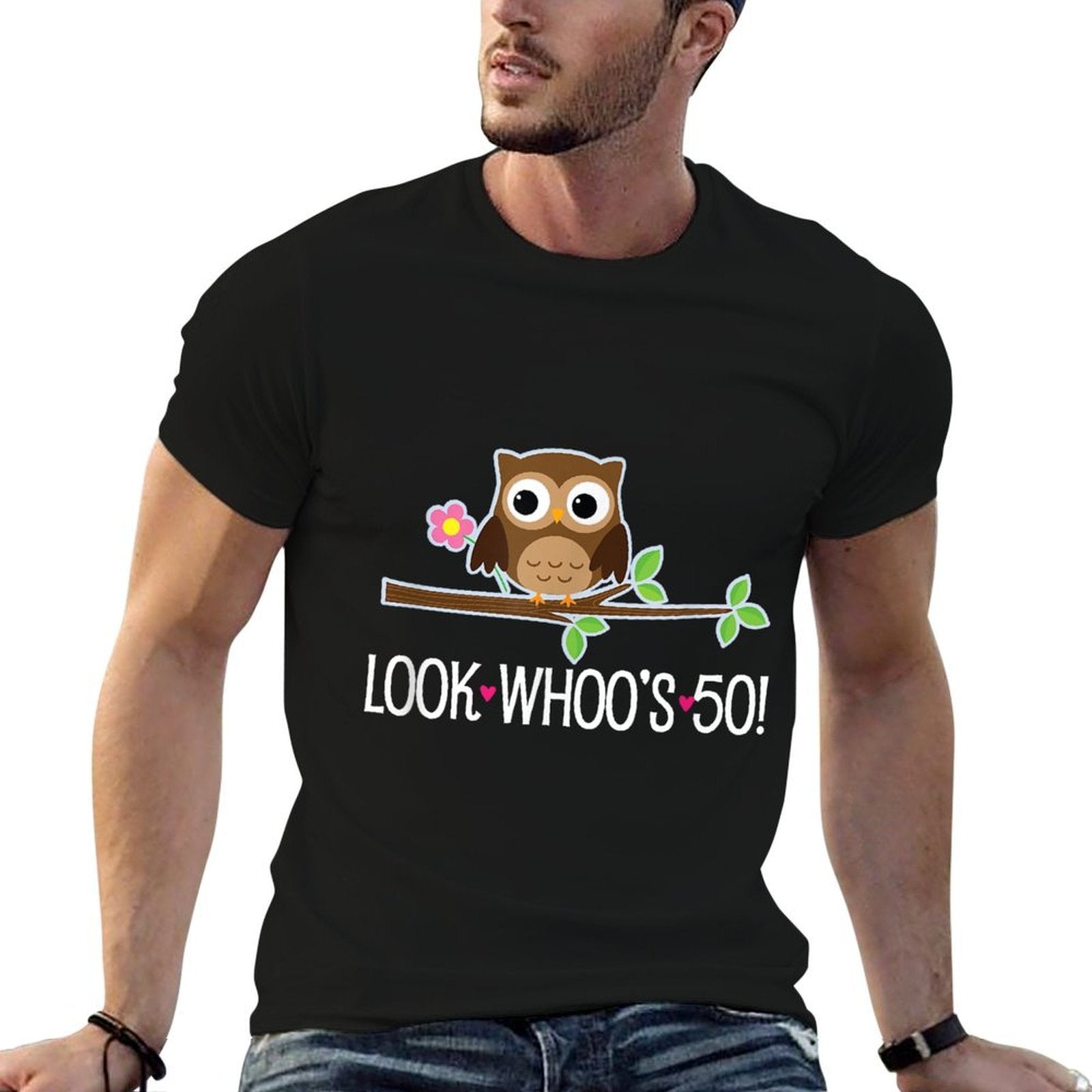 50th Birthday Funny Look Who Is 50 Owl T-shirt  Relaxed-fit T-Shirt