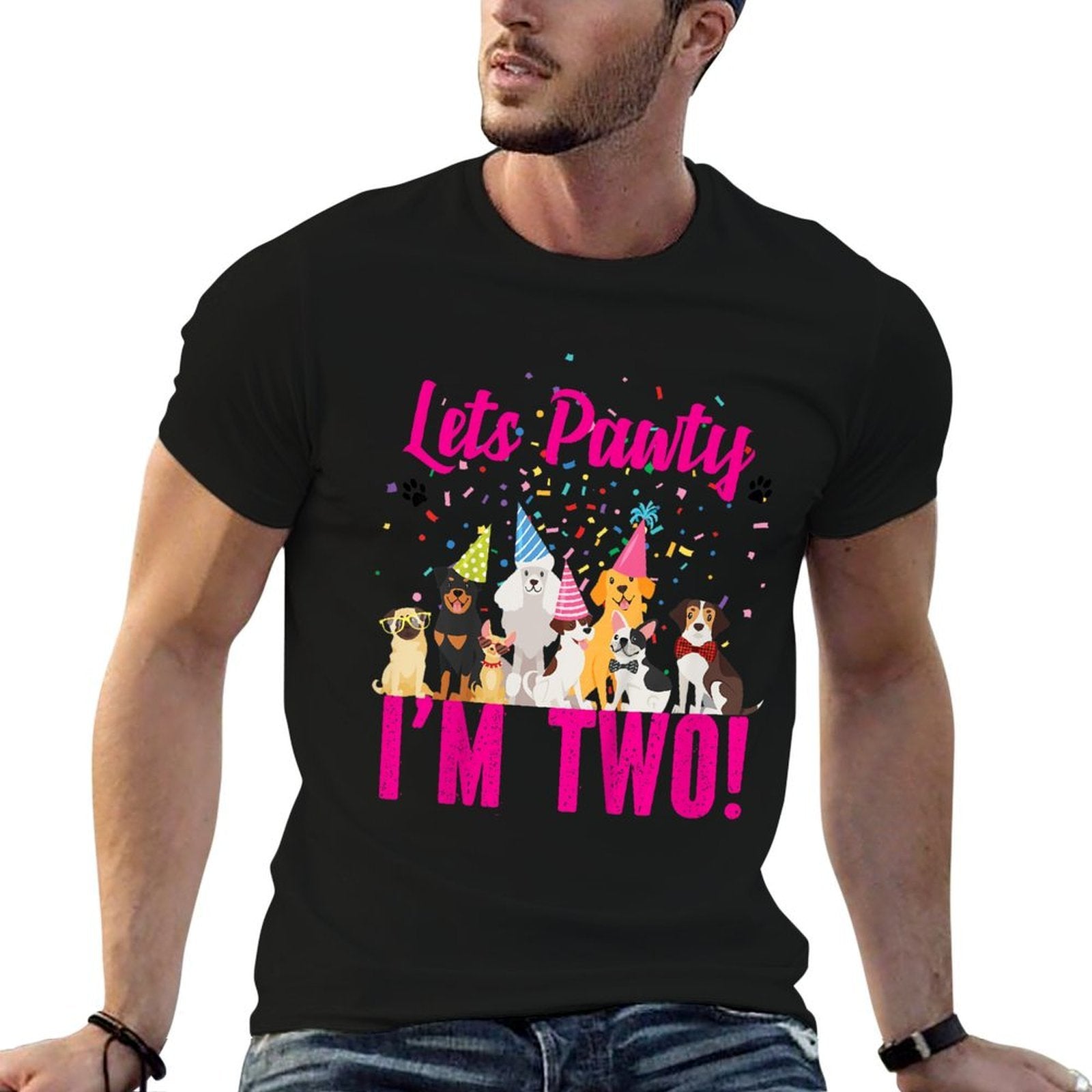 Lets Pawty I'm TWO! Puppy Dog Themed Birthday Party Outfit  Moisture-wicking T-Shirt