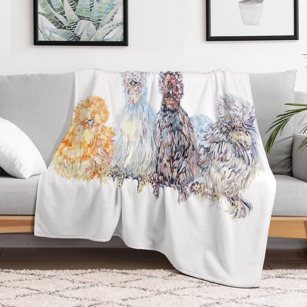 Silkie Chicken Huddle Compact Throw Blanket