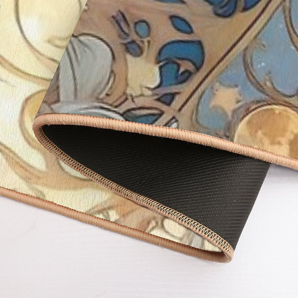 Celestial Dreams Alphonse Mucha Inspired Moon And Stars  Non-Slip Bath Mat
