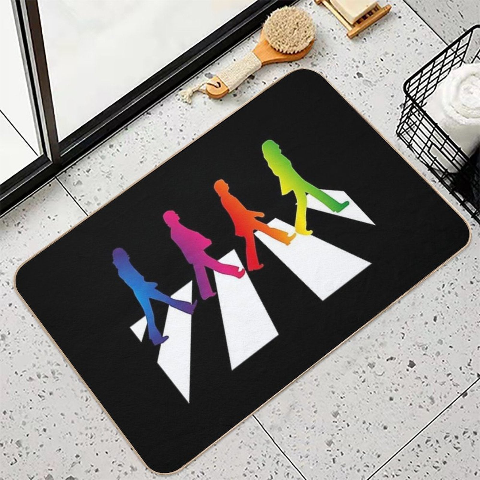 Rainbow Abbey Road Walking Streets  Non-Slip Bath Mat