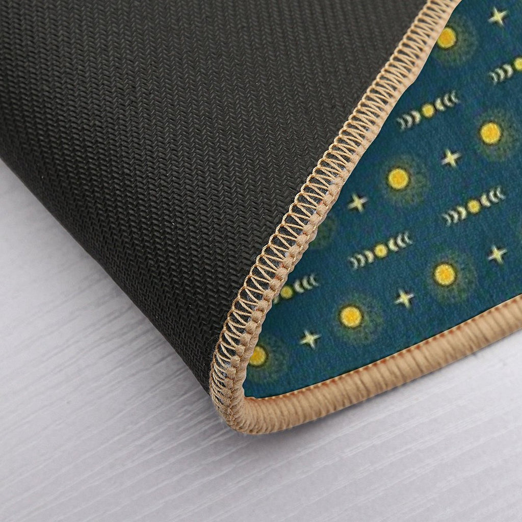 Boho Sun Moon & Stars - Navy & Yellow  Eco-Friendly Bath Mat
