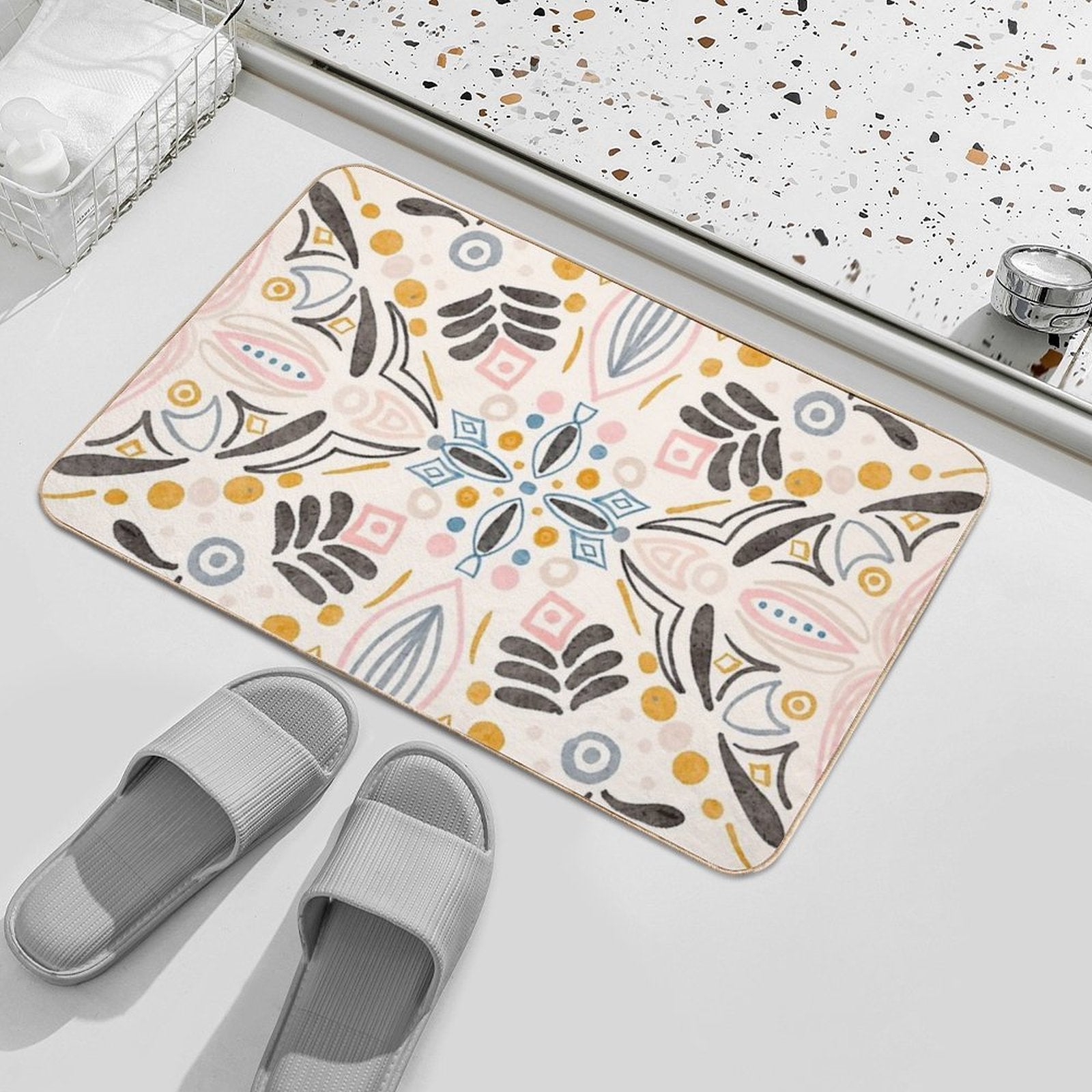 Bohemian Floral Pattern  High-Traffic Bath Mat