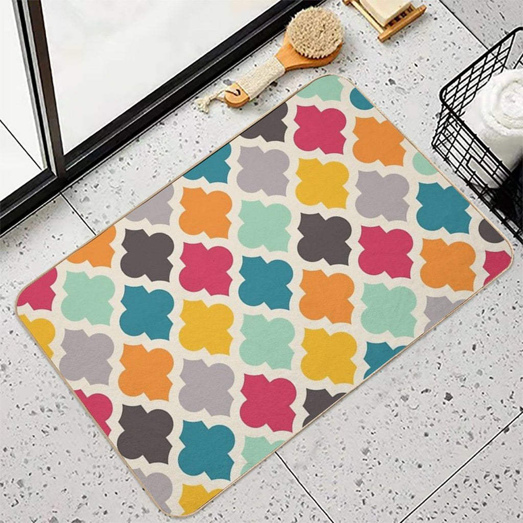 Colorful Moroccan Quatrefoil Lattice Pattern  Versatile Bath Mat