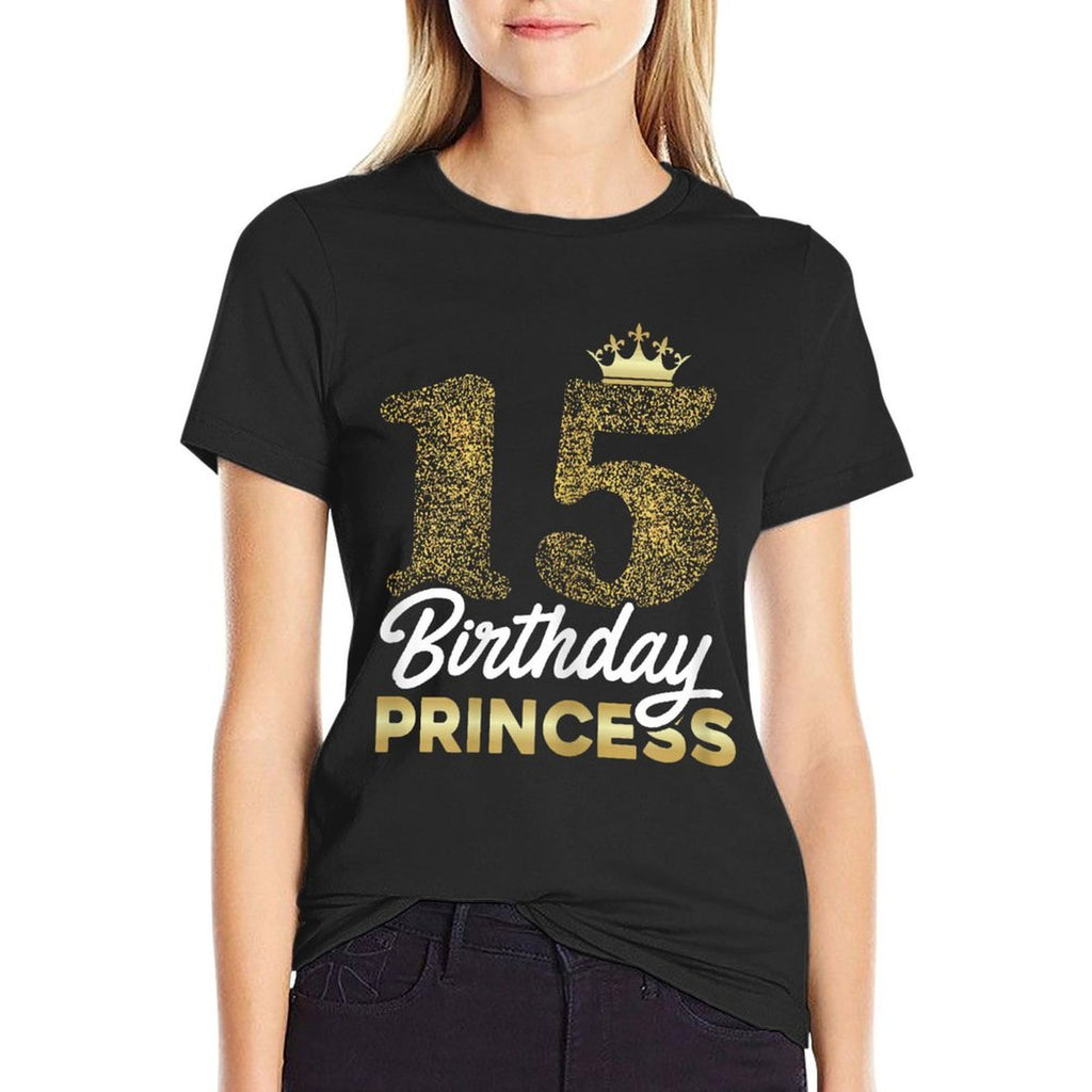 15th Birthday Girl Princess Cute Retro Crown 15 Years Old  Relaxed-fit T-Shirt