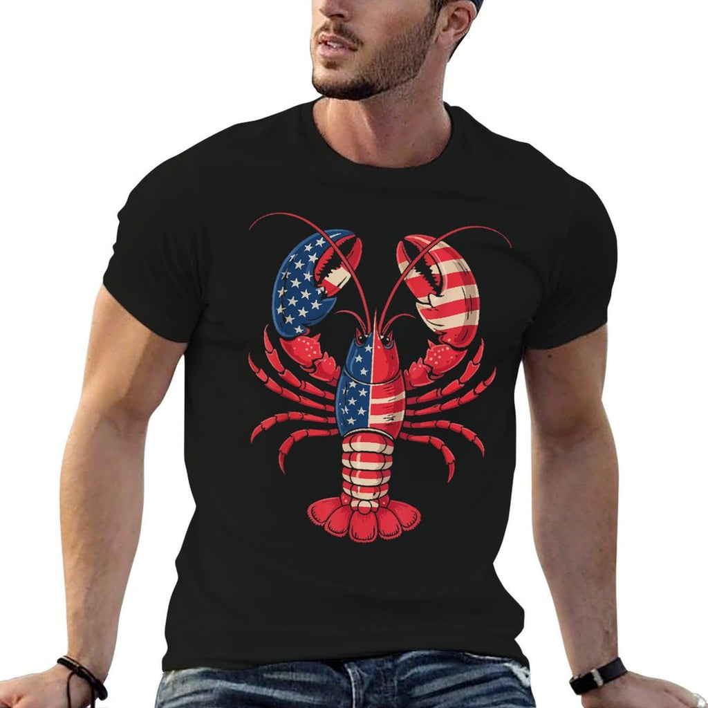 American Lobster Patriotic Crawfish Season 4th of July  Oversized Silhouette T-Shirt
