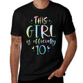 This Girl Is Officially 10 Ten Year Old 10th Birthday Girl  Rolled Sleeves T-Shirt