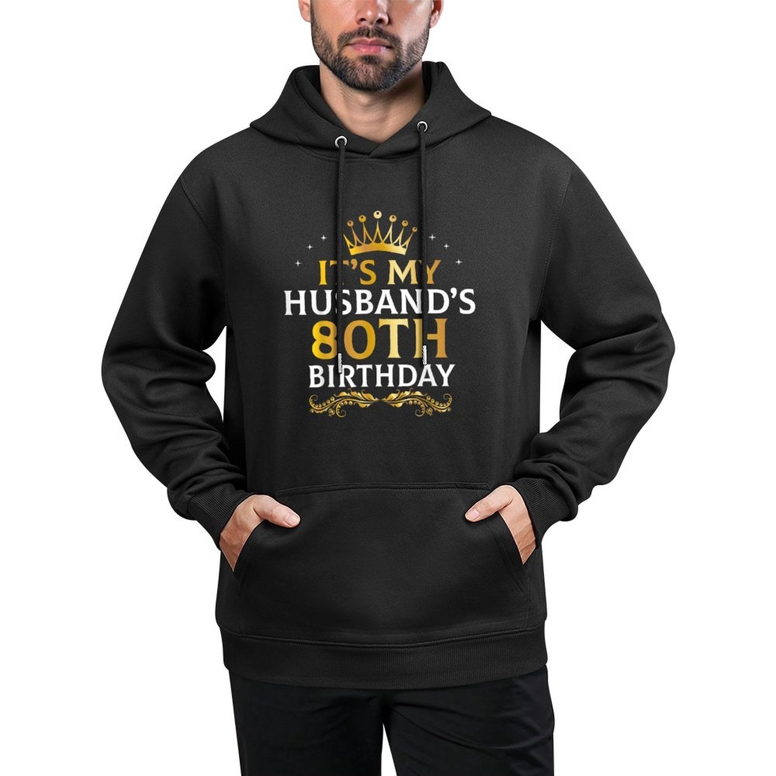 It's My Husband's 80 Year Old Birthday Couple 80th B-Day Cotton-Polyester Blend Hoodie