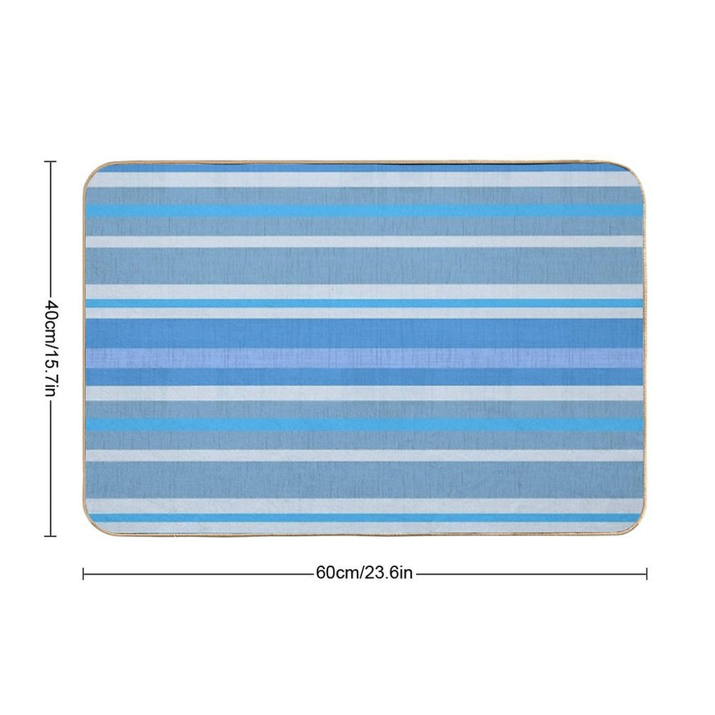 Trendy Blue Stripe Pattern  High-Traffic Bath Mat