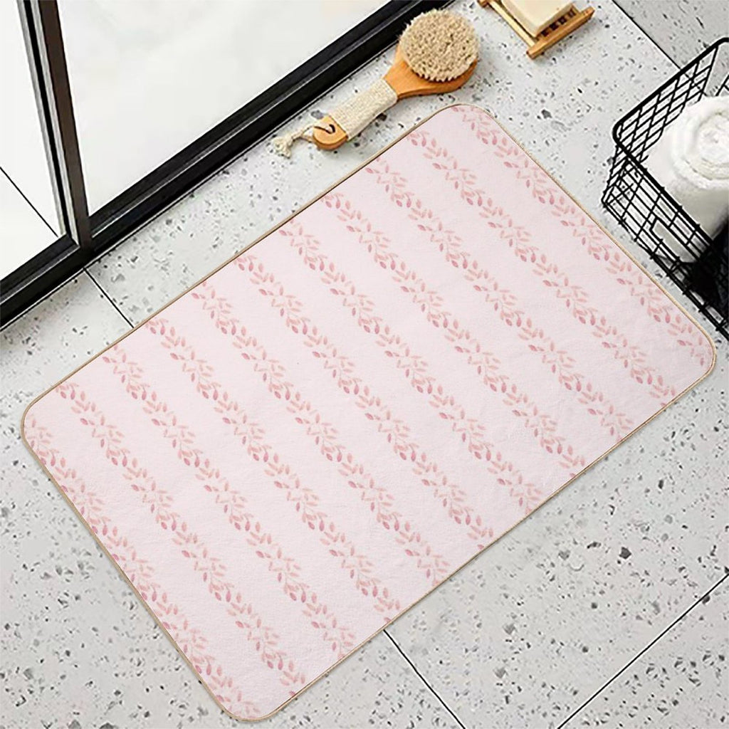 Pastel Floral Tone on Tone Watercolor Stripe Bella Petals in Pink Diamond  High-Traffic Bath Mat