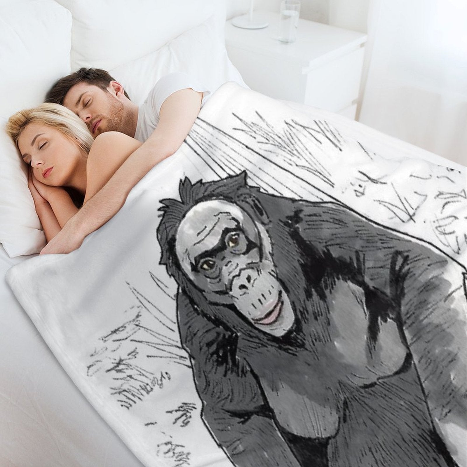 Kanzi The Bonobo Lightweight Throw Blanket