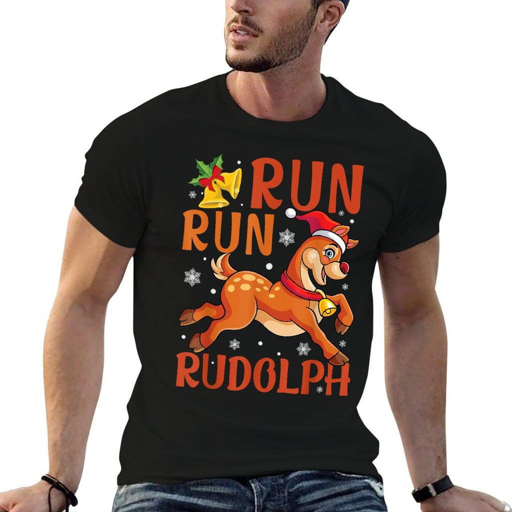 Run Run Rudolph Christmas 5K 10K Holiday Team Running  Wrinkle-resistant T-Shirt