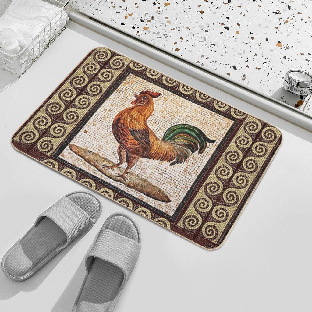 ANTIQUE ROMAN MOSAICS , ROOSTER  Easy Maintenance Bath Mat