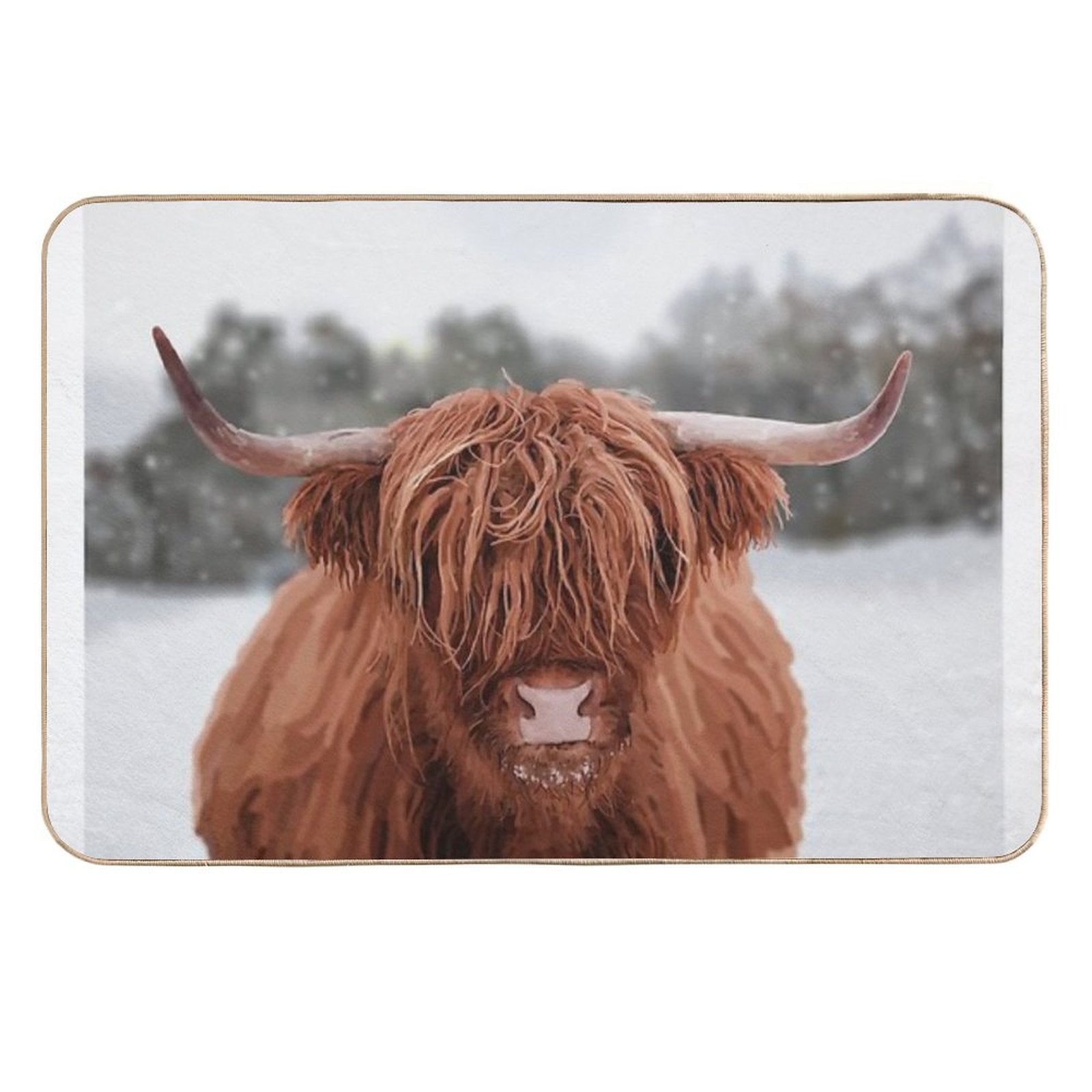 Highland Cow Snow Scene  Toxin-Free Bath Mat