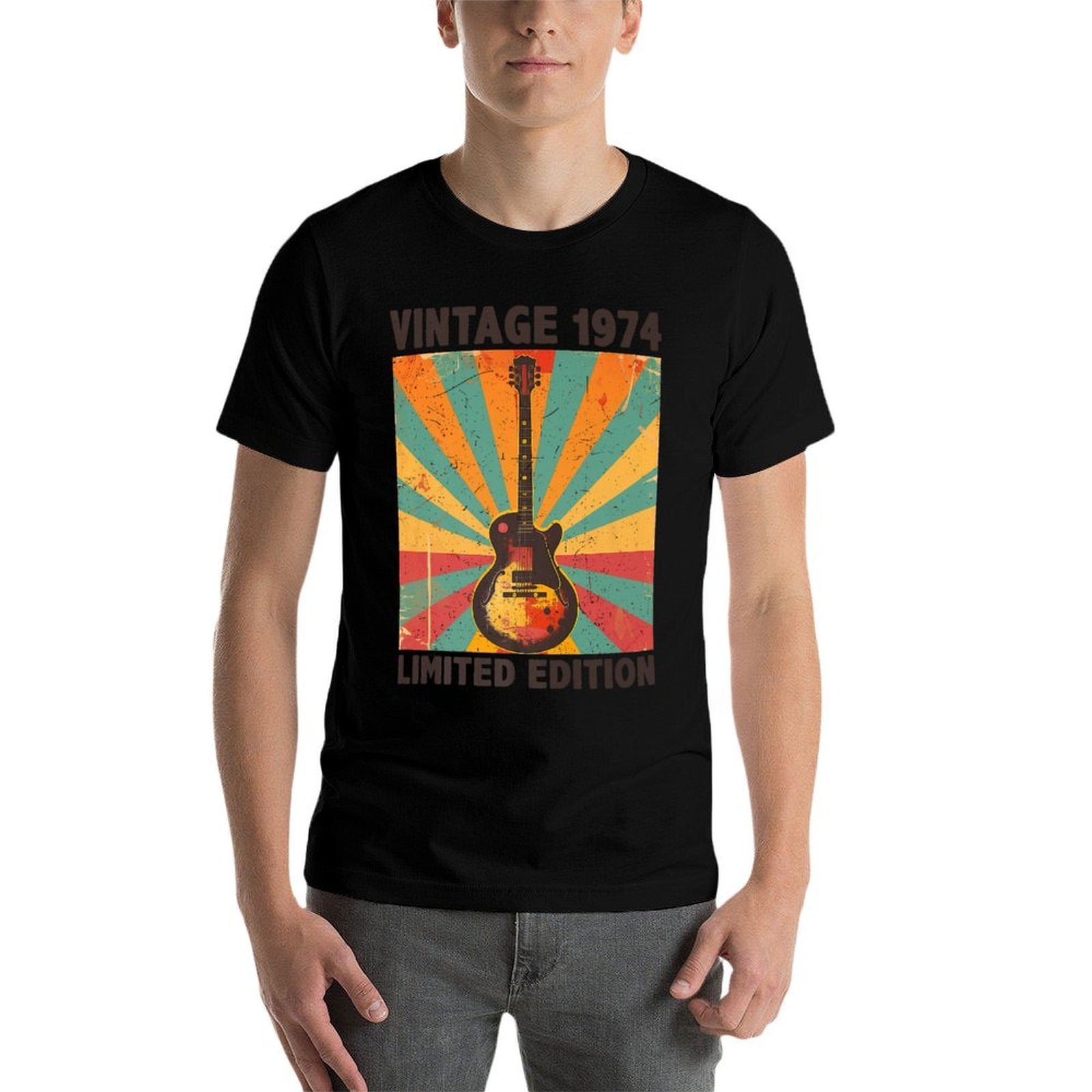 50 Years Old Gift Vintage 1974 Guitar Lover - 50th Birthday Premium  Tagless Design T-Shirt