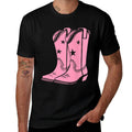 Pink Cowboy Boots Cowgirl Boho Style Western  Breathable T-Shirt
