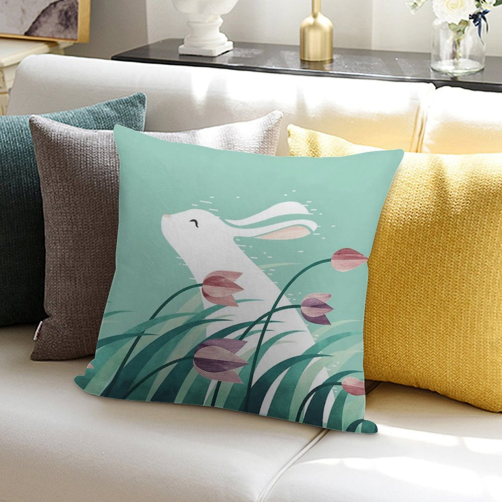 Rabbit, Resting Soft Shrink-Resistant Throw Pillow