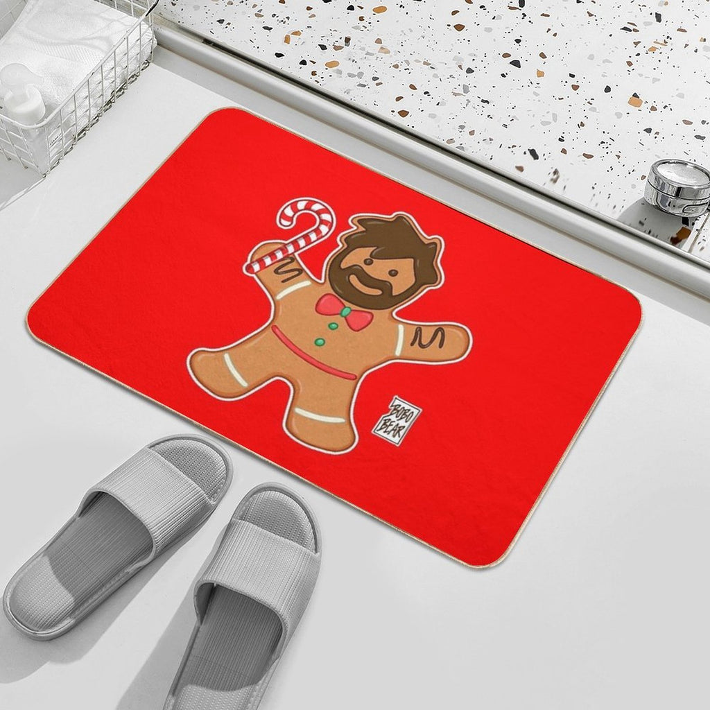 GINGERBREAD BEAR  Fade-Resistant Bath Mat