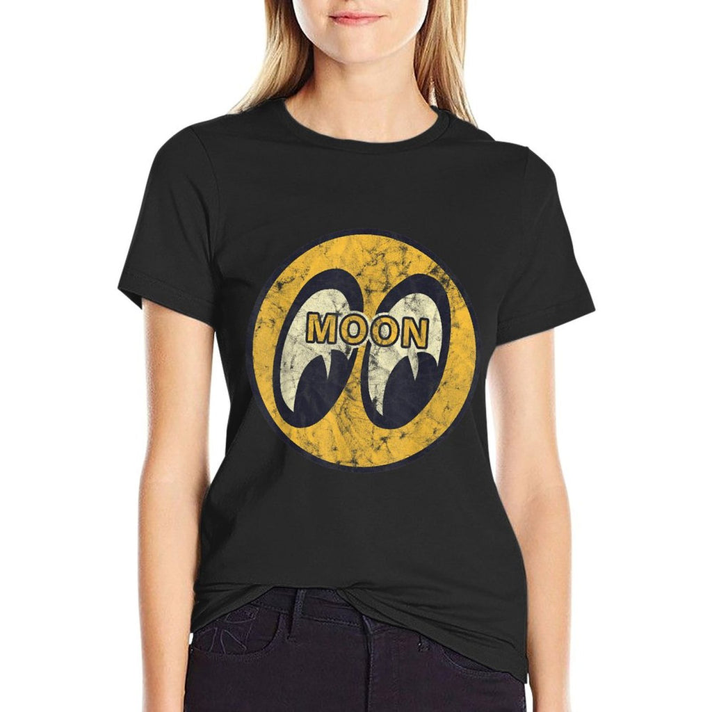 Moon Eyes Funny Icon Graphic  Summer-ready Fabric T-Shirt