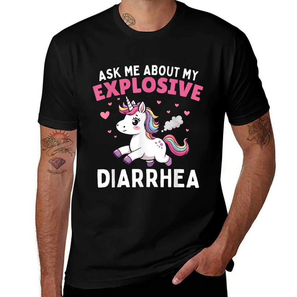 Ask Me About My Explosive Diarrhea Funny Poop Meme Unicorn  Quick-drying T-Shirt