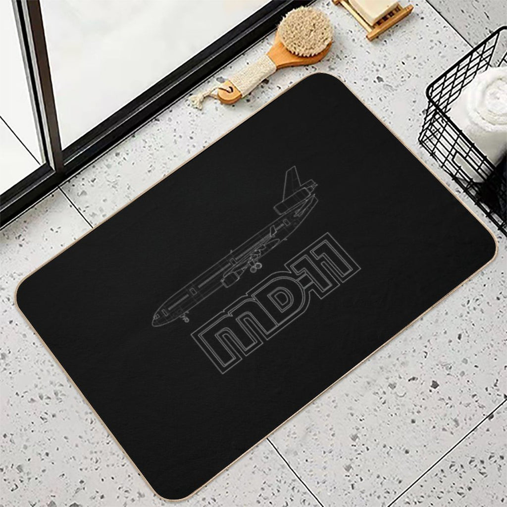 McDonnel Douglas MD-11 White Outline  Non-Slip Bath Mat