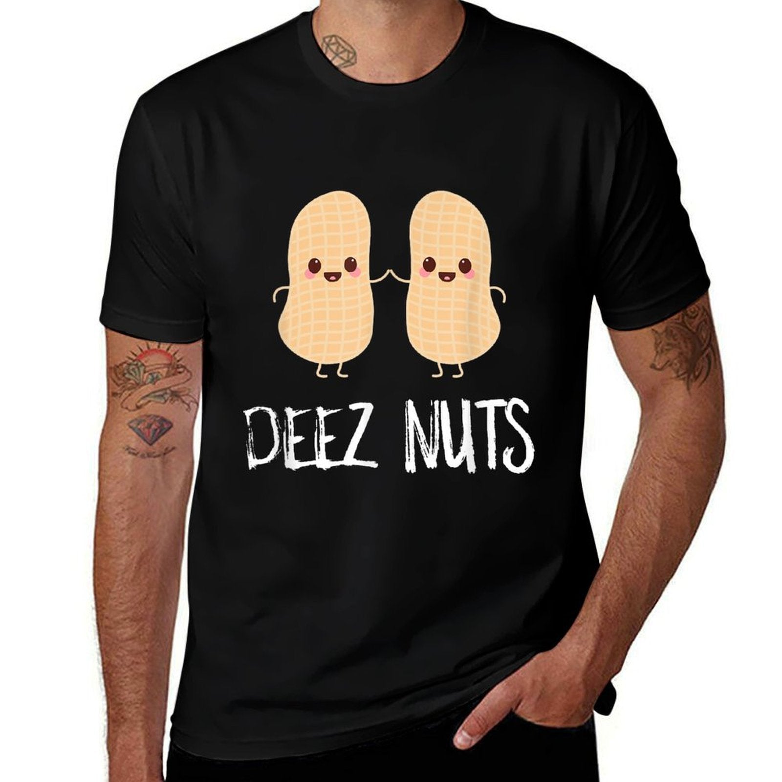 Peanut Food Funny Kawaii Cute Meme Deez Nuts Joke Gift  Rolled Sleeves T-Shirt