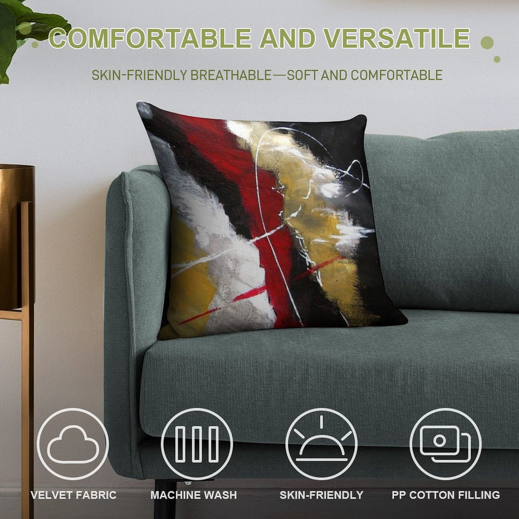 Red Passion Modern Abstract Soft Luxury Feel Throw Pillow