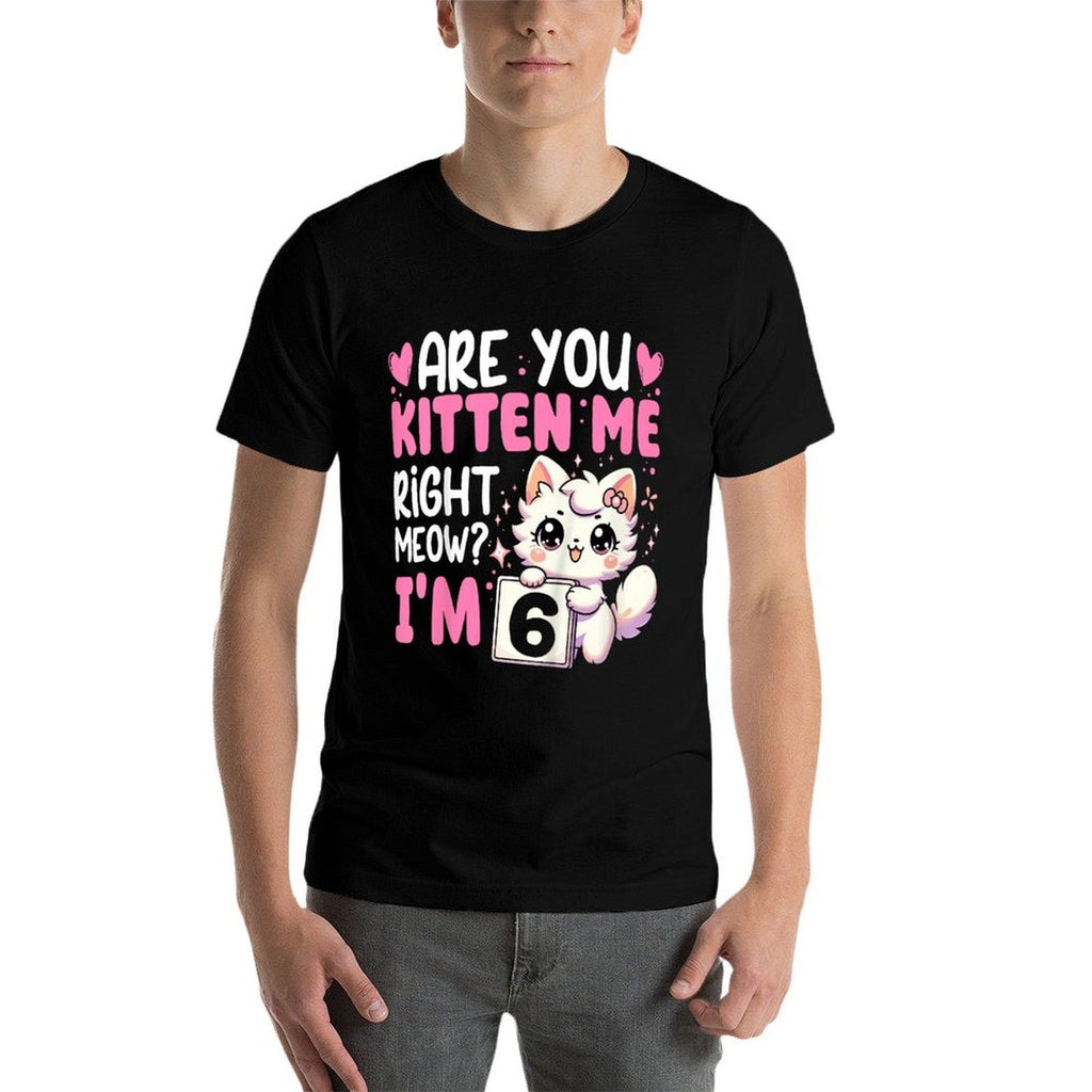 Kids 6th Birthday Girl 6yr Six 6 Year Old Kitten Cat Bday  Moisture-wicking T-Shirt