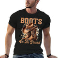 Boot Cowboy Western Cowgirl Linedance  Rolled Sleeves T-Shirt