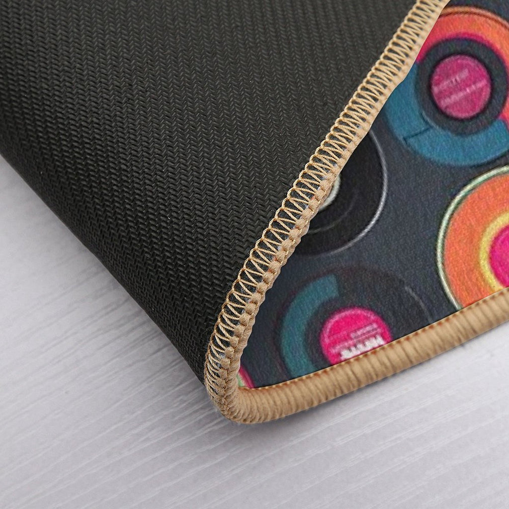 Retro Vinyl Records Print  Fade-Resistant Bath Mat