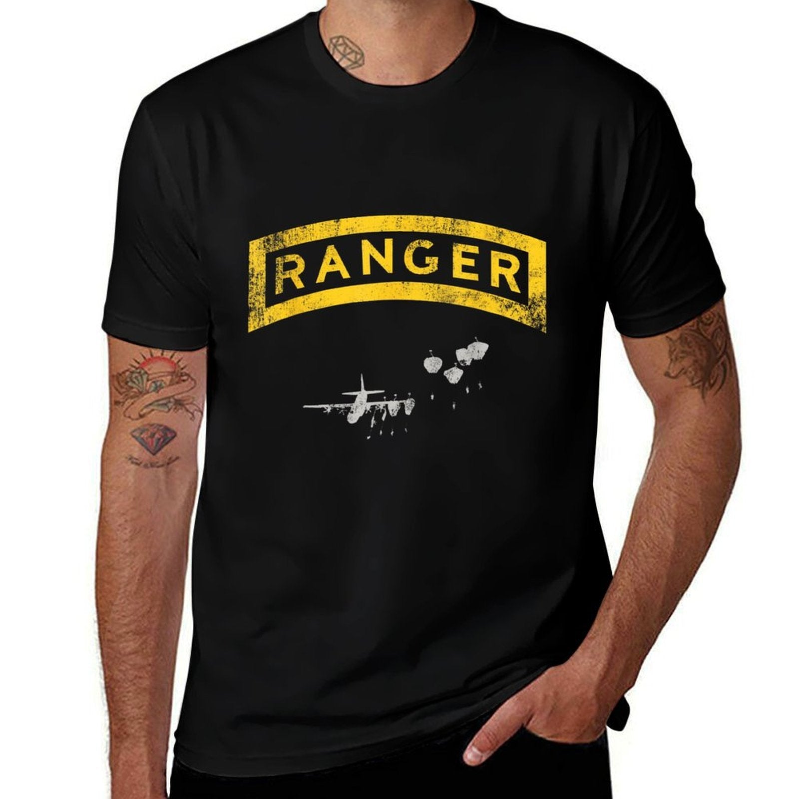 US Army Ranger Tab Airborne Ranger Military Veteran Vintage Comfortable T-Shirt