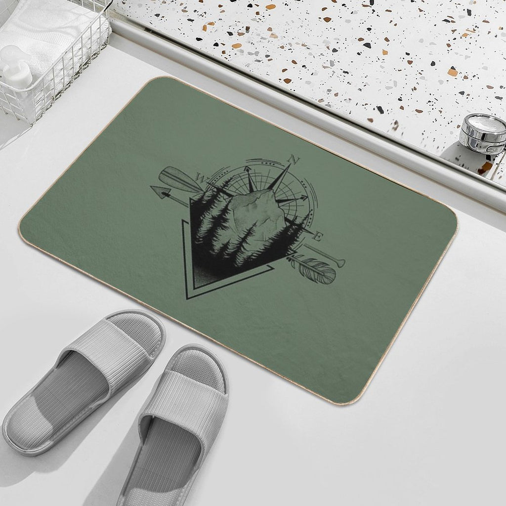 Nature Mountain Compass Geometric Graphics Shirt  Pet-Safe Bath Mat