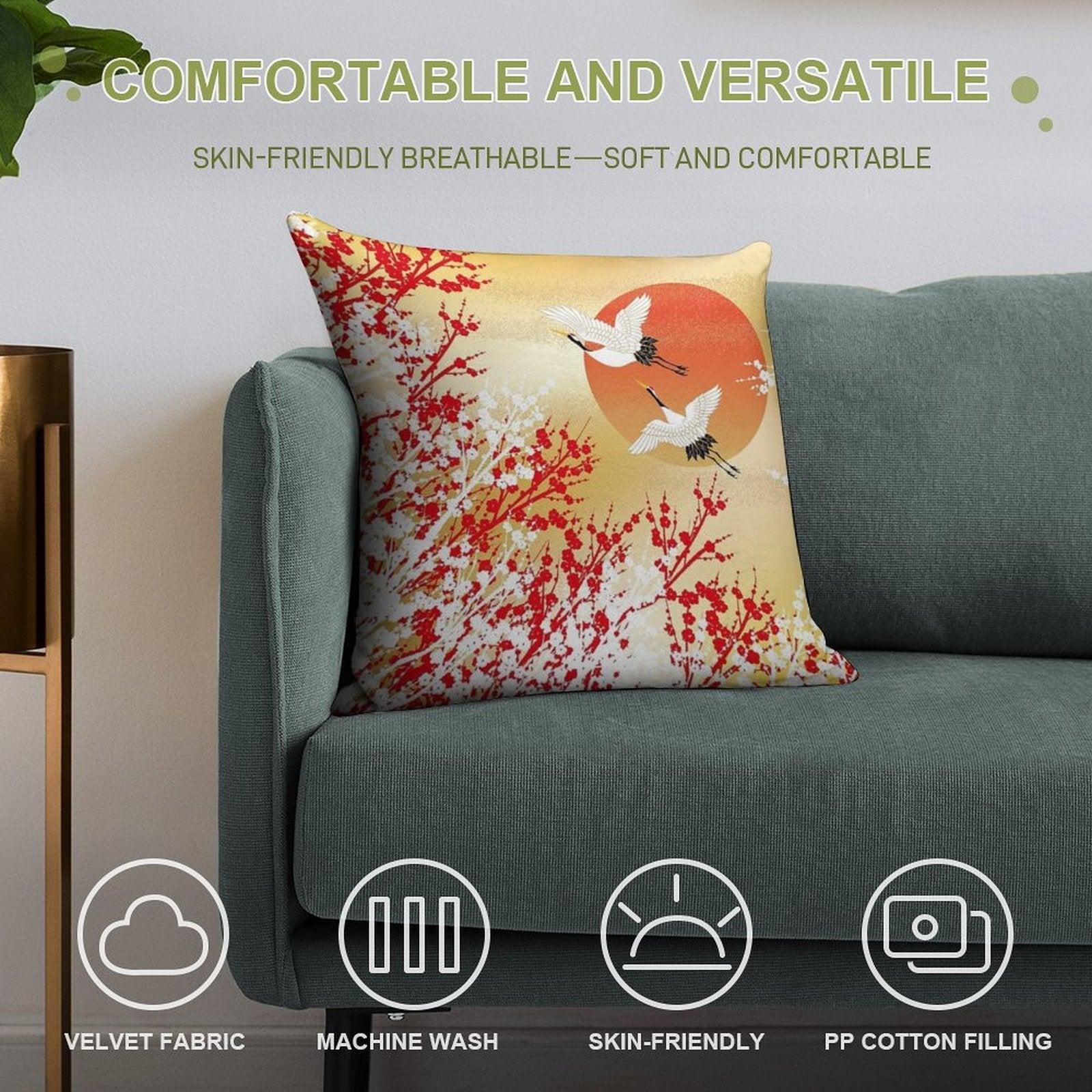 Japan 2 Soft Shrink-Resistant Throw Pillow
