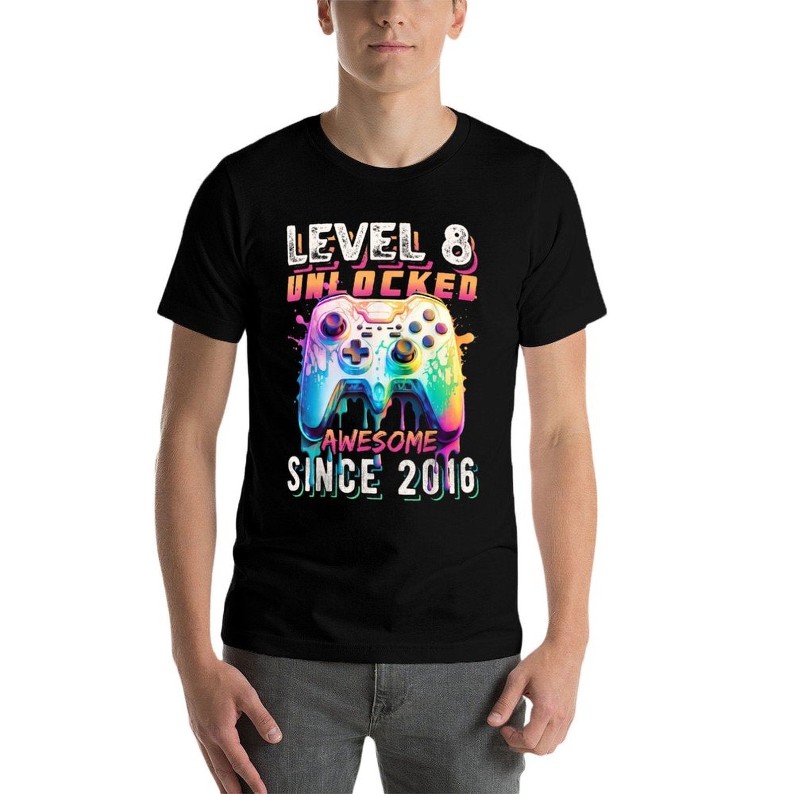 8th Birthday Gamer 8 Year Old Funny Bday Boy Eight Son  Summer-ready Fabric T-Shirt