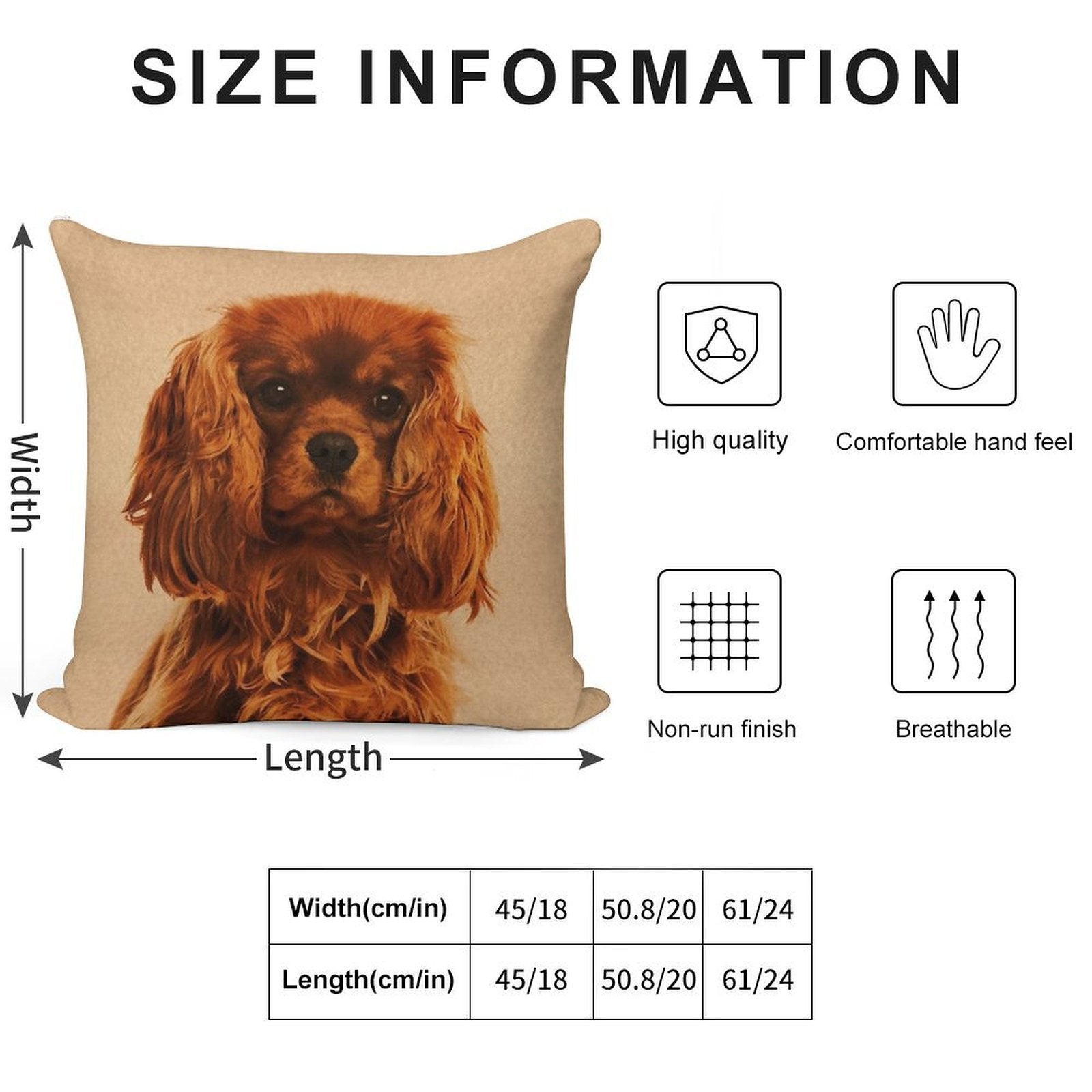 Cavalier King Charles Spaniel Soft Multiple Sizes Throw Pillow
