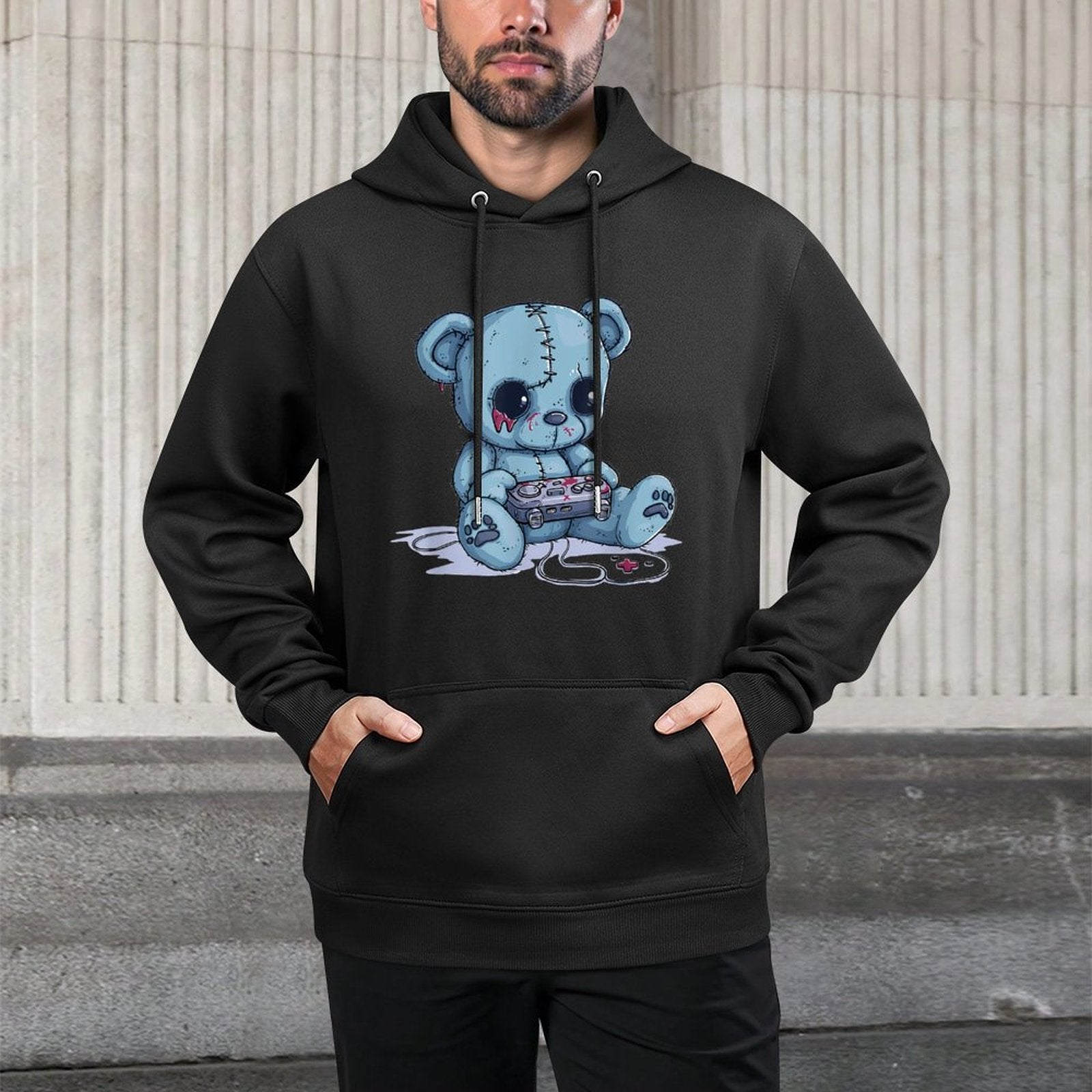 Goth Pastel Cute Creepy Kawaii Gamer Teddy Bear Gaming Pilling-Resistant Hoodie