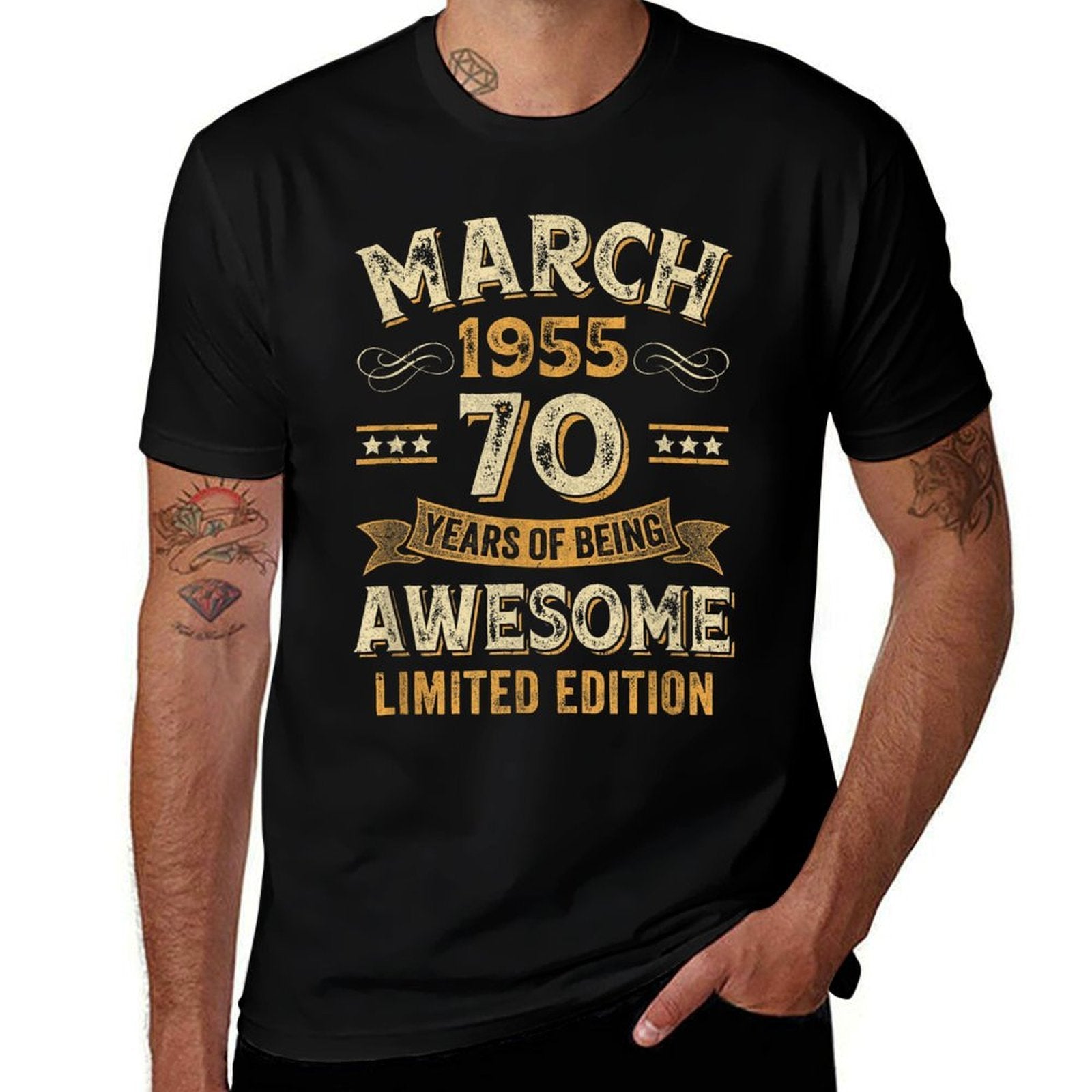 70 Years Awesome Vintage March 1955 70Th Birthday  Stretchy T-Shirt
