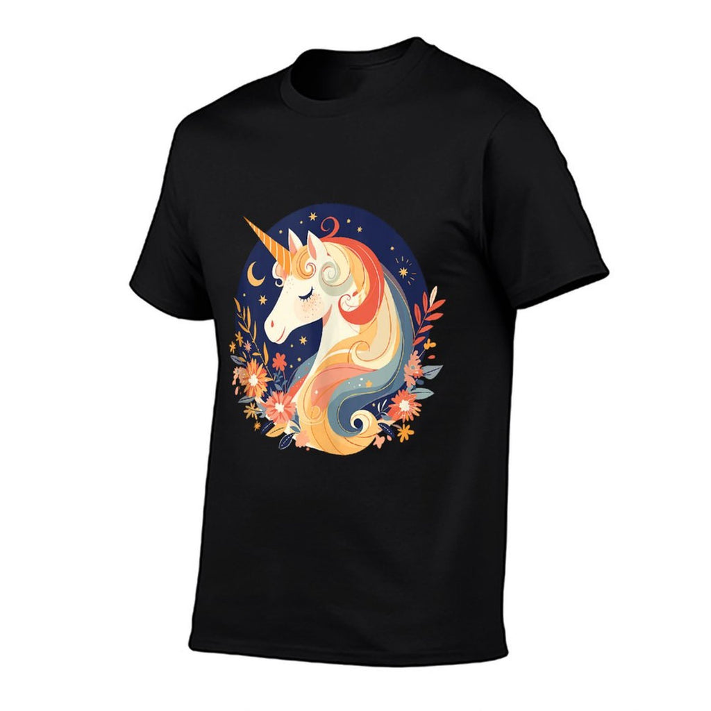 Majestic Sunset Unicorn Art Mystical Creature Fantasy  Wrinkle-resistant T-Shirt