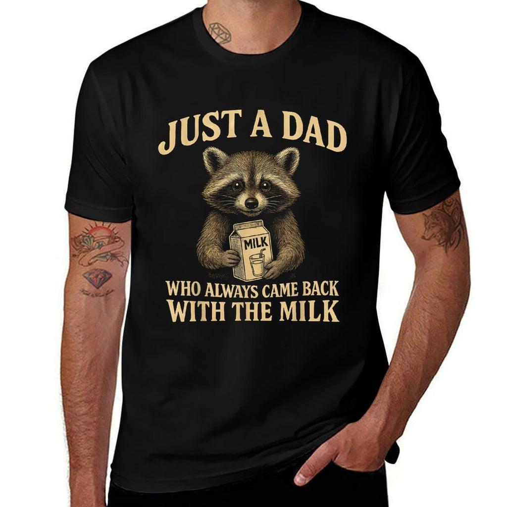 Just A Dad Who Always Came Back With The Milk Fathers Day  Rolled Sleeves T-Shirt
