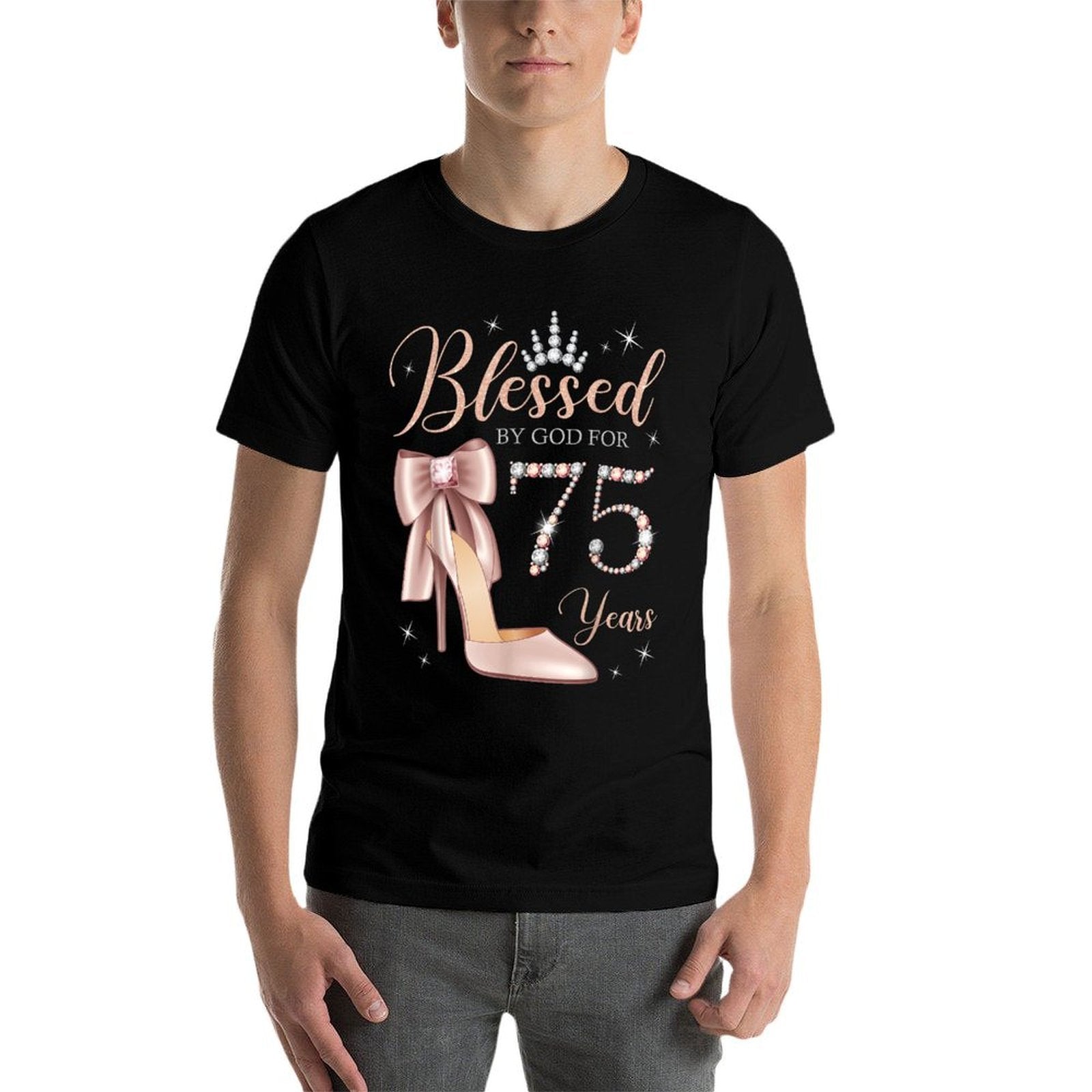 Blessed By God For 75 Years Old 75th Birthday Party Queen  Breathable T-Shirt