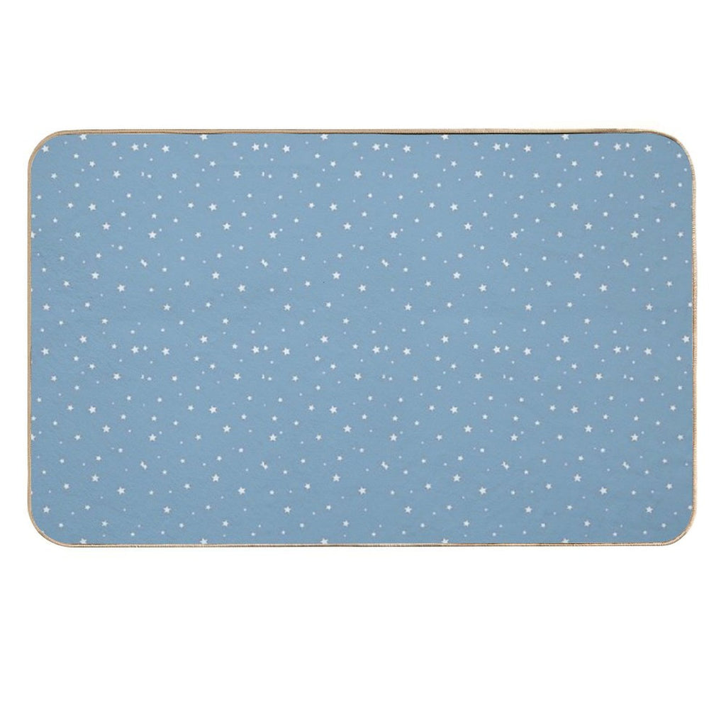 White Stars with Blue Background  Non-Slip Bath Mat