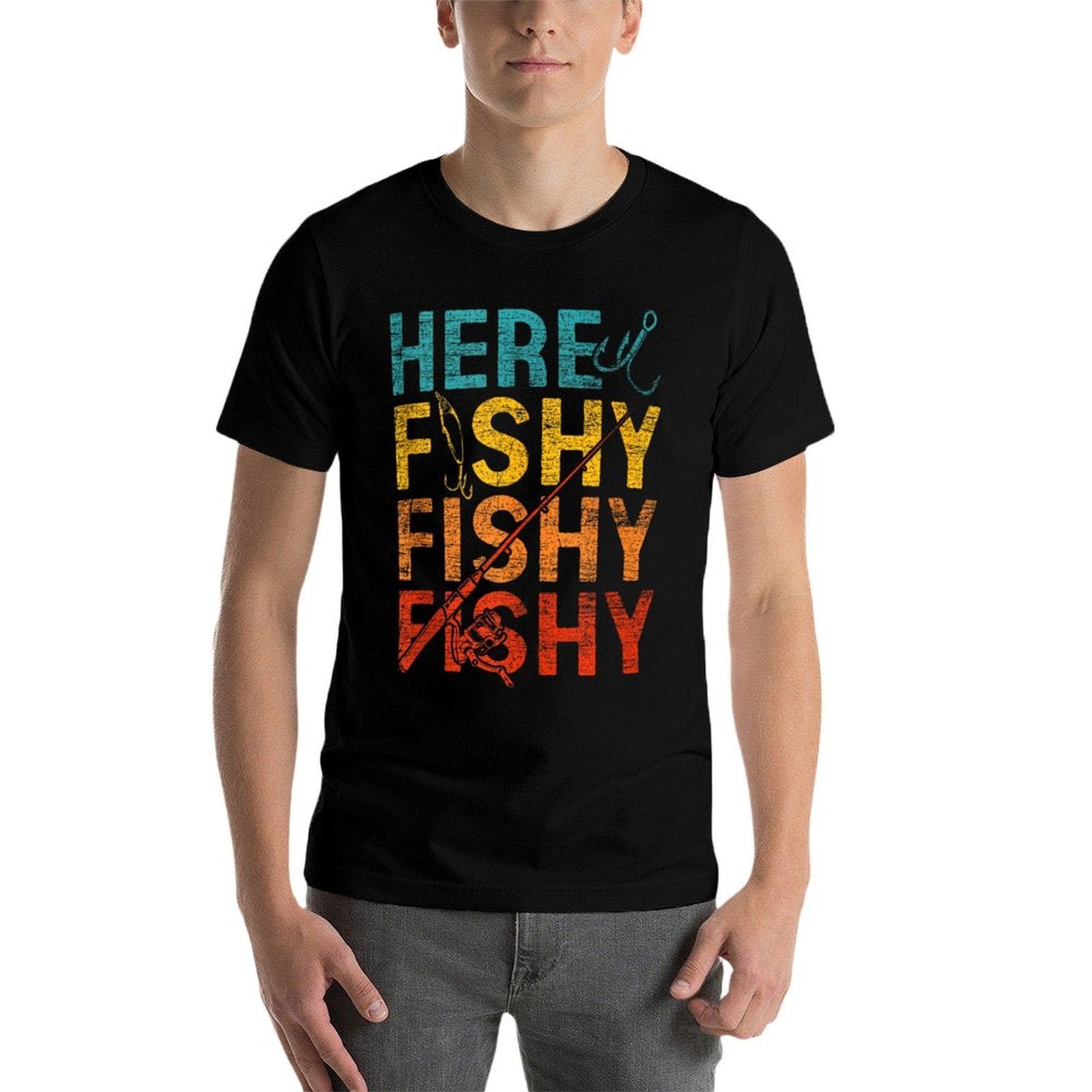 Here Fishy Fishy Fishy  Tagless Design T-Shirt