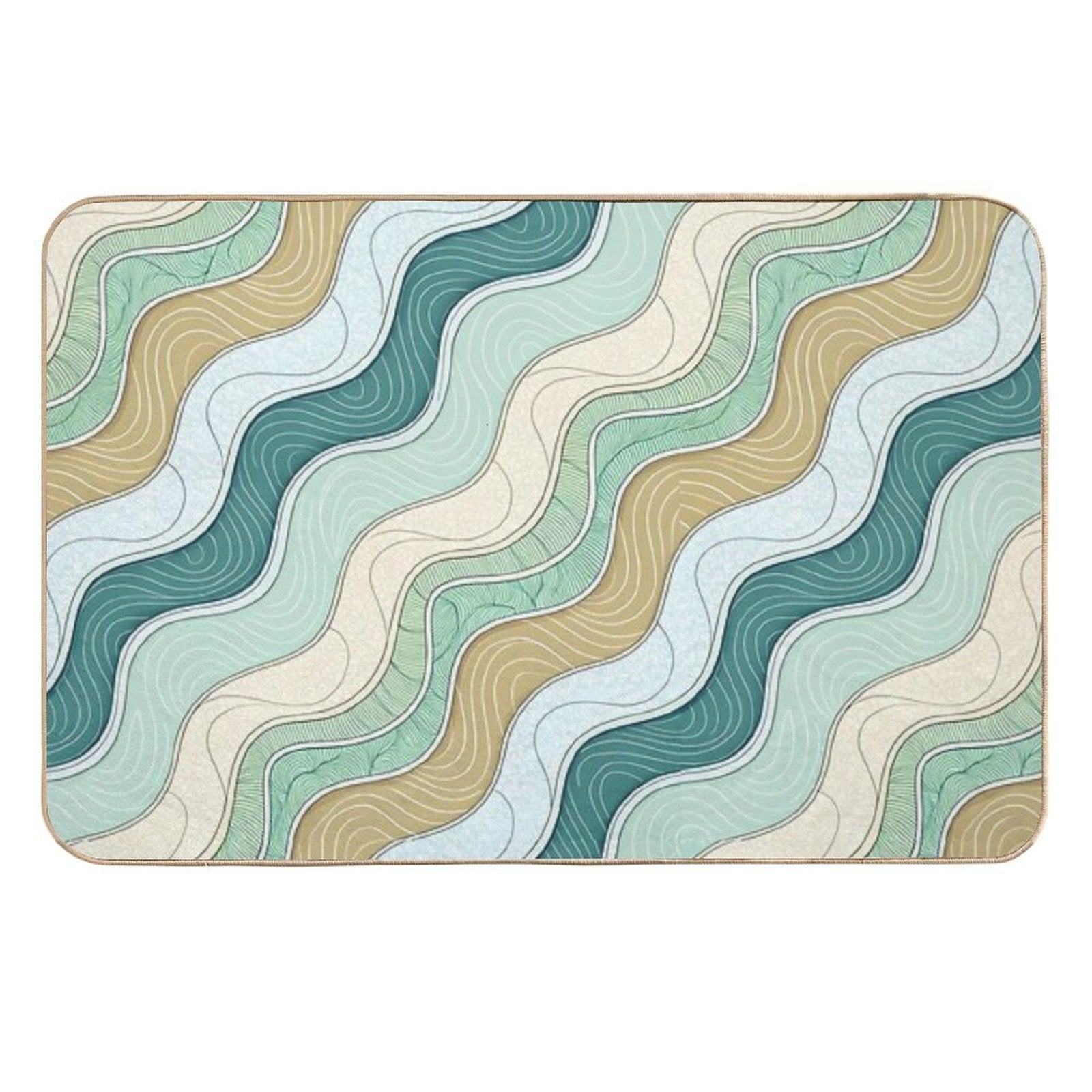 Beach Wave Pattern  Fade-Resistant Bath Mat